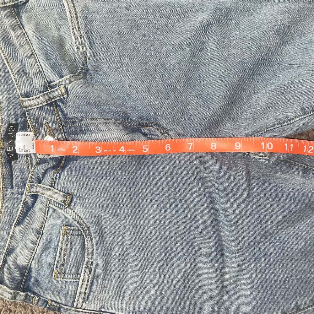 Venus Floral Boho Pearl Embellished Flare Jeans with Frayed Hem Size 4 - Picture 9 of 10